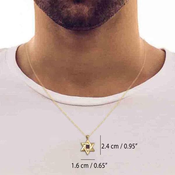 Nano Bible inside a 14k Gold Star of David Necklace - Made in Israel (worn by model)