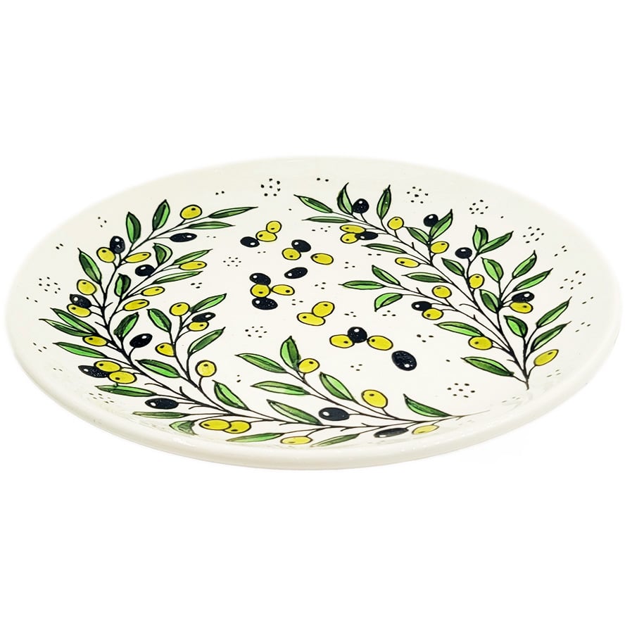 Armenian Ceramic 'Olives and Leaves' Plate from Jerusalem - 10"