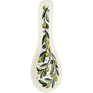 Armenian Ceramic 'Olive and Leaf' Design Spoon Rest from Jerusalem - front