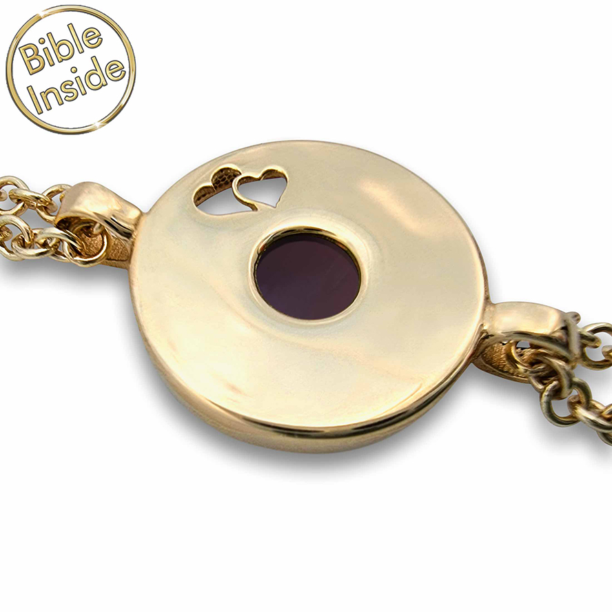 Nano ‘Bible Inside’ 14k Gold ‘Hearts in a Circle’ Bracelet – Detail