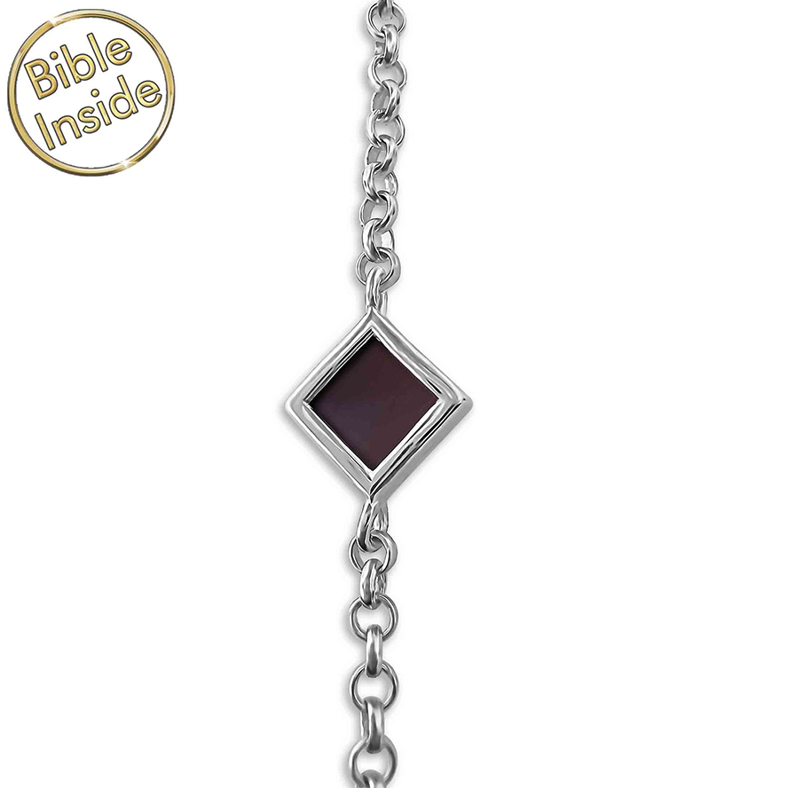 Nano ‘Bible Inside’ Sterling Silver Rhombus Bracelet – Made in Israel