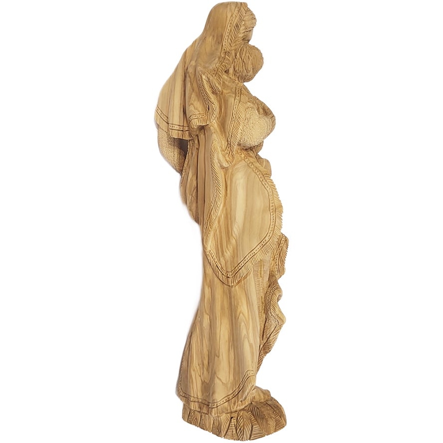 Large Olive Wood Jesus and Mary Statue – Hand Carved in Israel