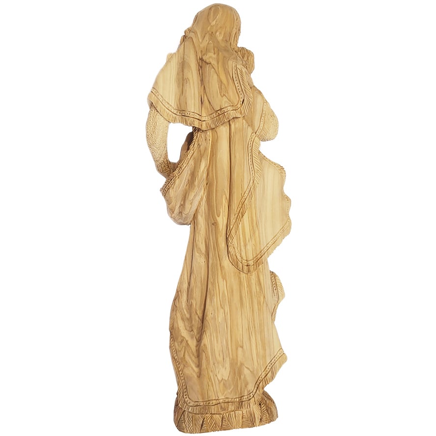 Large Olive Wood Jesus and Mary Statue – rear view