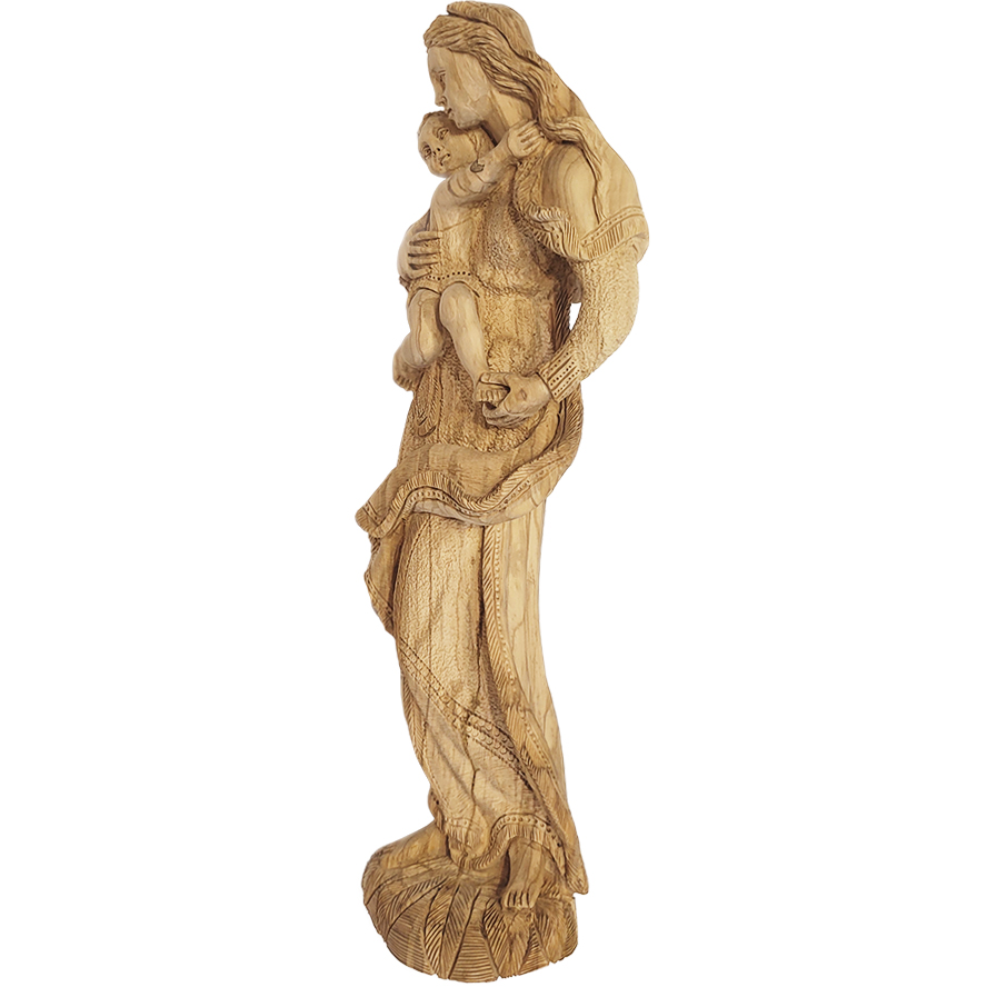 Large Olive Wood Jesus and Mary Statue – Left view