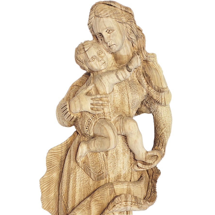 Large ‘Jesus and Mary’ Olive Wood Statue – Detail