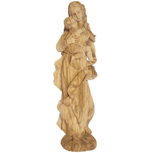 Large 'Jesus and Mary' Olive Wood Statue - Detailed Carving Made in Bethlehem
