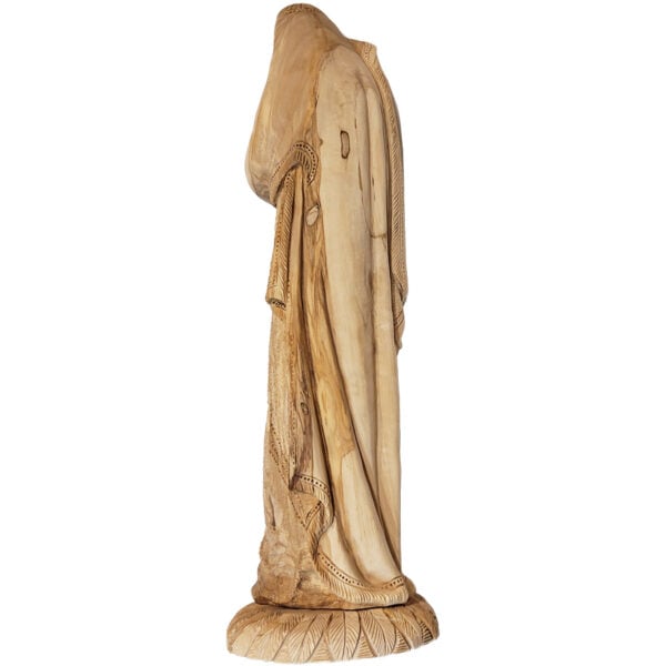 'Mary and Jesus' Detailed Olive Wood Carving from Bethlehem - 19" (rear view)