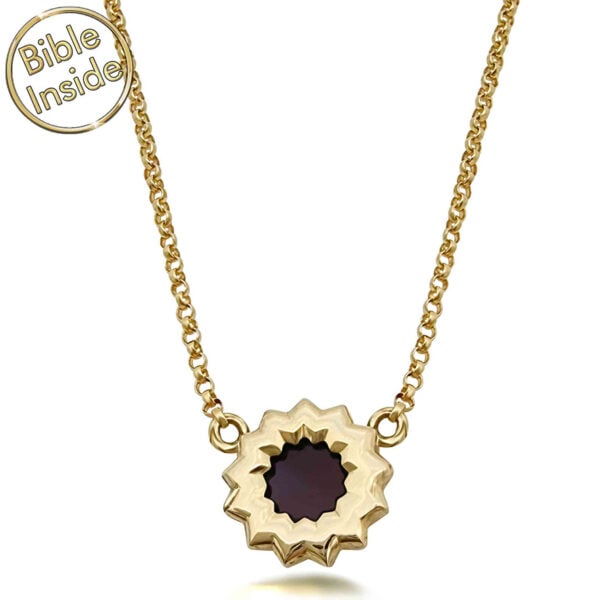 14k Gold ‘Flower of GOD’ Necklace with Nano ‘Bible Inside’ – Made in Israel