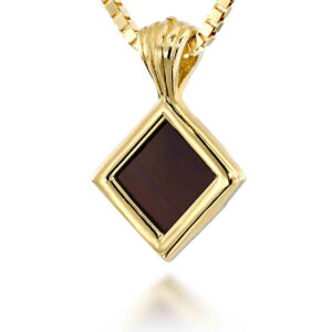 Nano Bible inside a 14k Gold 'Rhombus' Necklace - Made in Israel (detail)