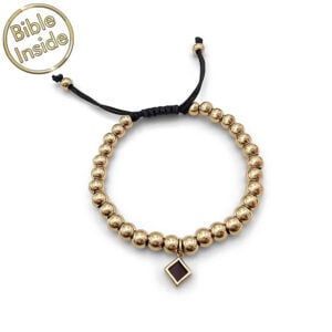 Nano 'Bible Inside' Gold Plated Stainless Steel Beads Bracelet - Made in Israel