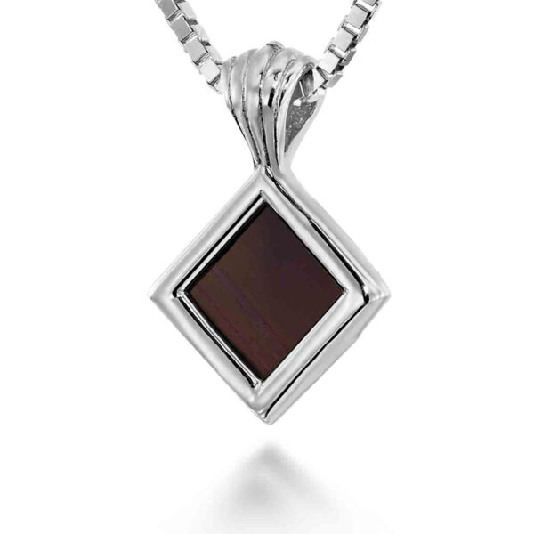 Nano Bible inside a Sterling Silver 'Rhombus' Necklace - Made in Israel (detail)