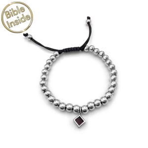 Nano 'Bible Inside' Stainless Steel Beads Bracelet - Made in Israel