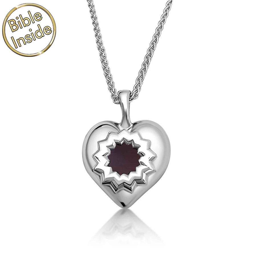 Nano 'Bible Inside' Sterling Silver 'Heart' Necklace - Made in Israel