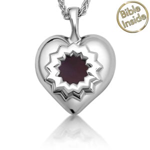 Nano 'Bible Inside' Sterling Silver 'Heart' Necklace - Made in Israel (detail)