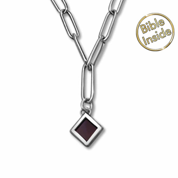Nano 'Bible Inside' Sterling Silver Paper Links Necklace - Made in Israel (detail)