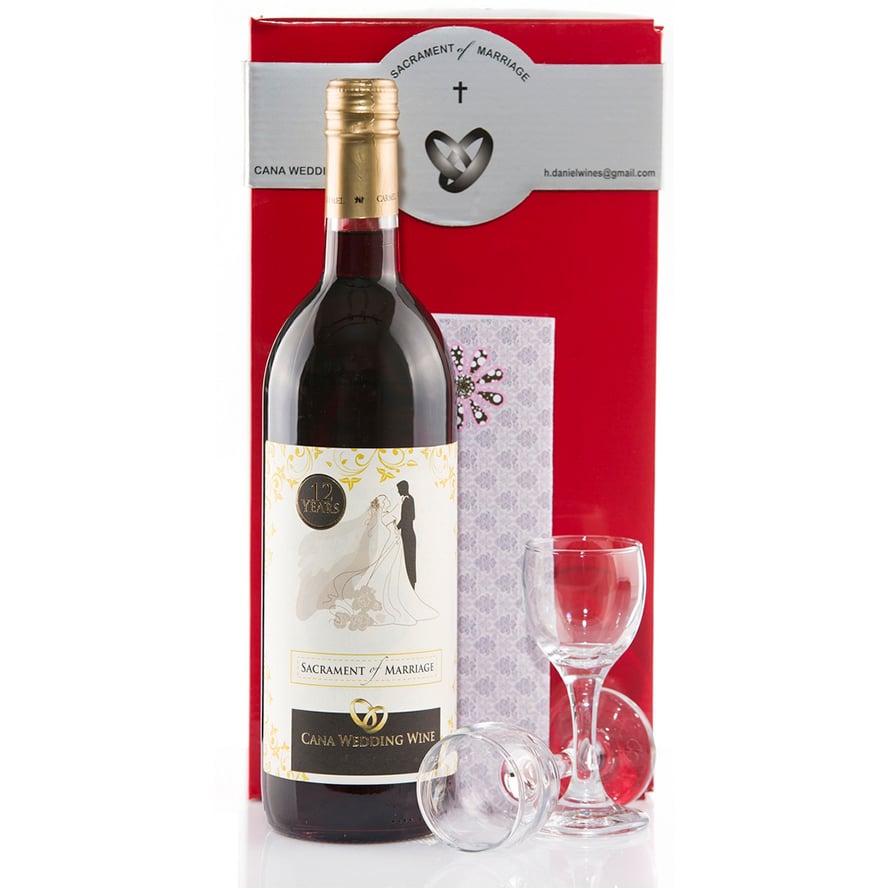 Cana Wedding Wine - Sacrament of Marriage - 2 Glass Gift Set -12 Years Old - Made in Israel