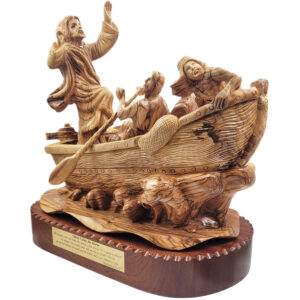 Jesus Calms the Storm - Detailed Olive Wood Figurine - Made in Israel - 12"