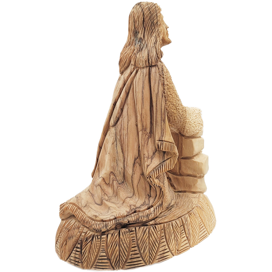 ‘Jesus Prays in Gethsemane’ Quality Olive Wood Carving – Made in Israel – (rear view)