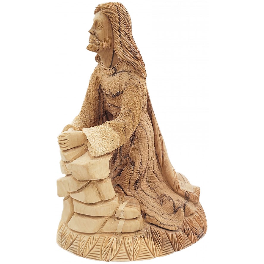 ‘Jesus Prays in Gethsemane’ Quality Olive Wood Carving – Made in Israel – 7.5″