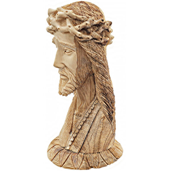 'Jesus Wearing the Crown of Thorns' - Olive Wood Carving - 9"