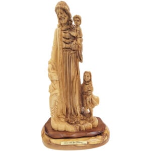 'Jesus with the Children' Biblical Olive Wood Carving - Made in Israel - 10"