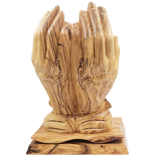 'The Last Supper - Held in the Hand of God' Olive Wood Carving - Made in Israel - rear view