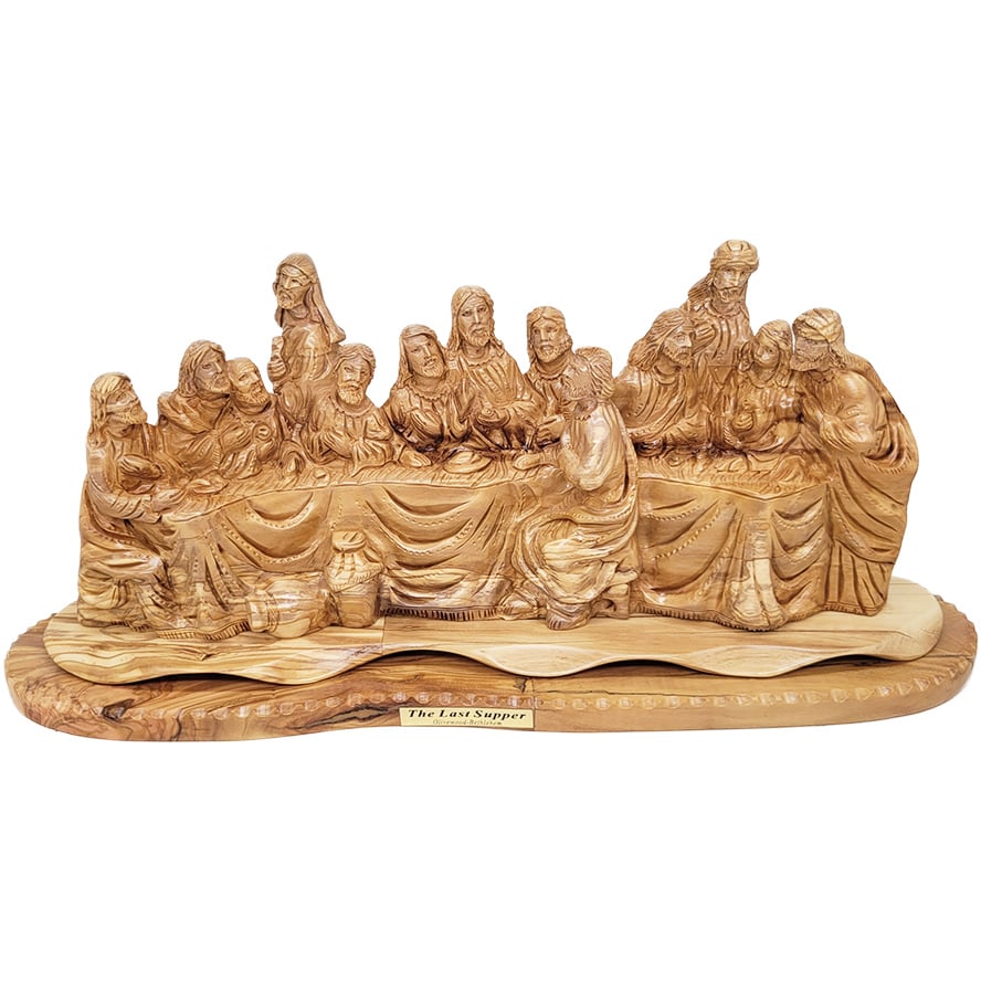'The Last Supper' Olive Wood Carving - Made in Israel - 18"