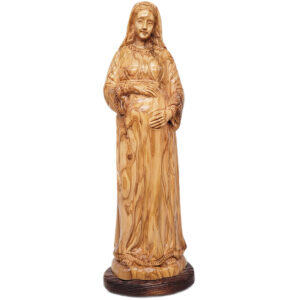 Pregnant Mary - Olive Wood Carving - Made in the Holy Land - 17"