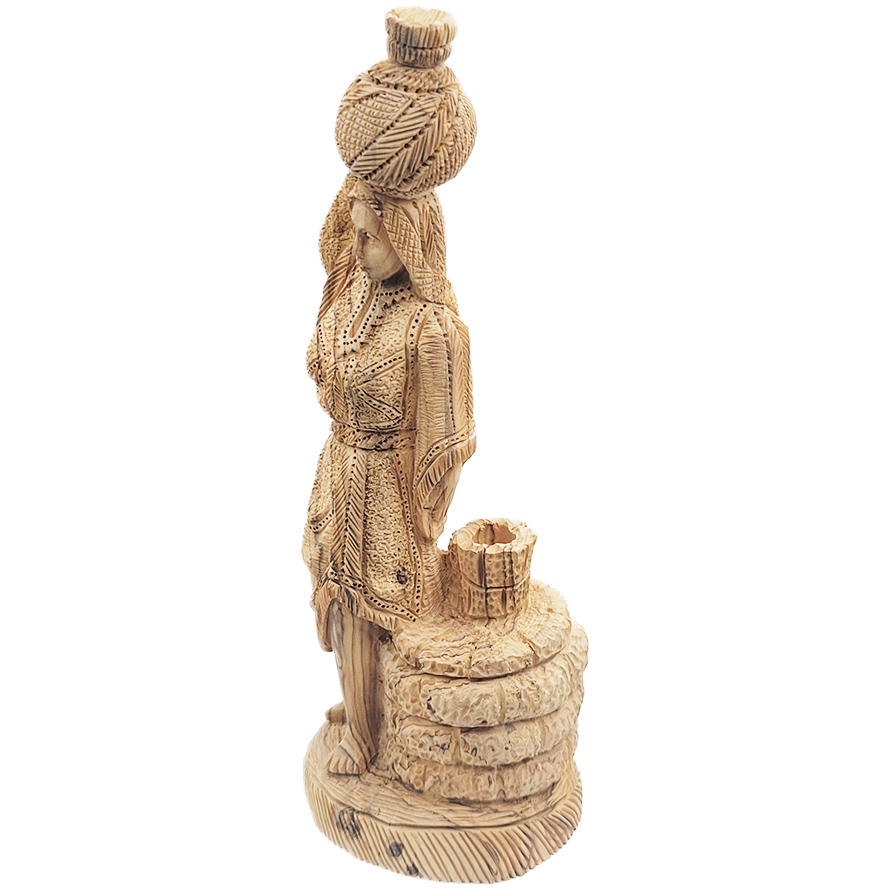 Samaritan Woman at the Well – Olive Wood Statue – (side view)