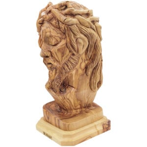 Jesus Wearing the Crown of Thorns - Olive Wood Carving - Handmade in Israel - right view