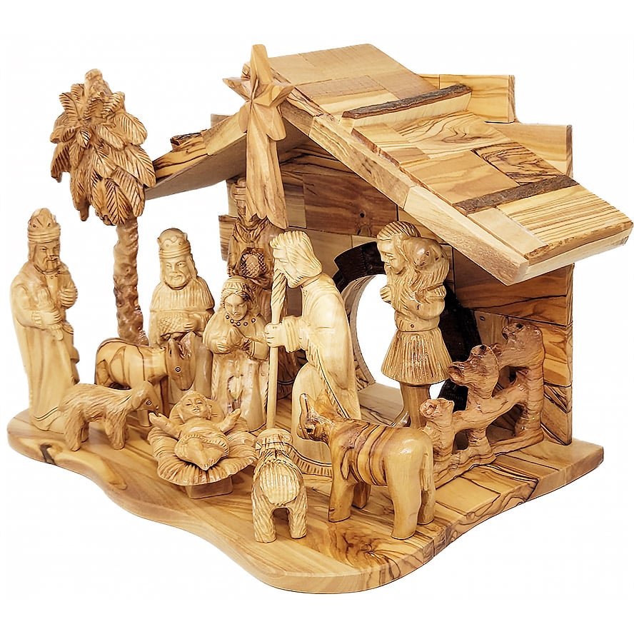 High Quality Wooden Nativity Set – Made in the Holy Land – 12″