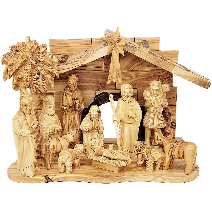 High Quality Wooden Nativity Set – Made in the Land of Jesus – 12″