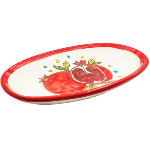 Oval Jerusalem Ceramic 'Pomegranate' Serving Dish - Armenian Pottery
