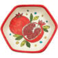 Jerusalem Ceramic 'Pomegranate' Design - Hexagonal Dish from Israel - 5.5