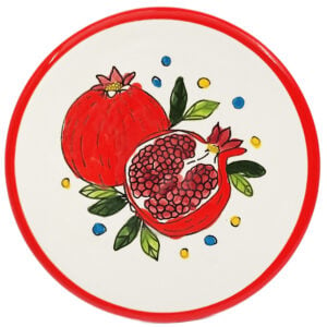 Jerusalem Ceramic Plate 'Pomegranate' Design - Made in Israel - 6.5" (top)