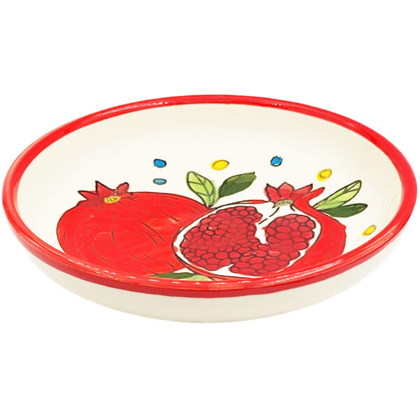 Jerusalem Ceramic 'Pomegranate' Design - Round Dish from Israel - 5.2"