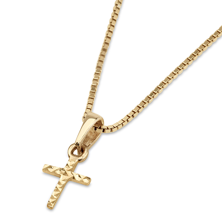 Solid 14k Gold Laser Cut Cross Necklace from ‘Marina Jewelry’ – Made in Israel