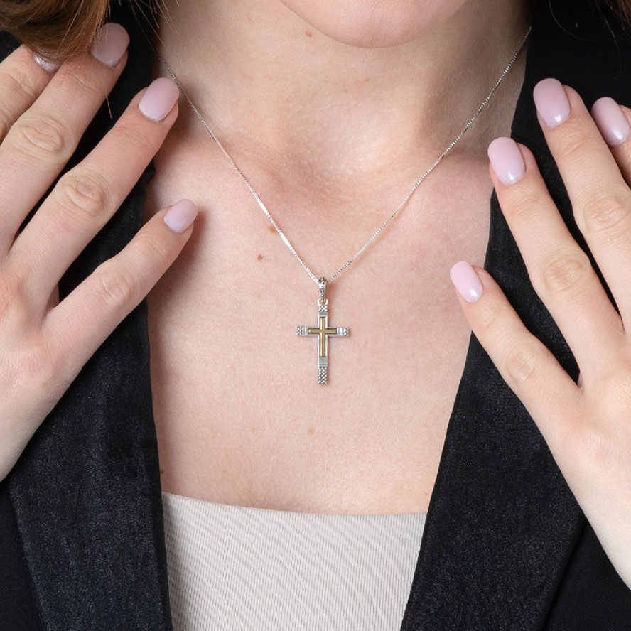 Sterling Silver ‘Trinity Cross’ Necklace – Gold Plated & Engraved