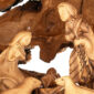 Wooden Christmas Nativity Cave with Fixed Figurines - detail