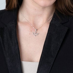 'Holy Spirit Dove' Sterling Silver Necklace with Zircon - Made in Israel - worn by model
