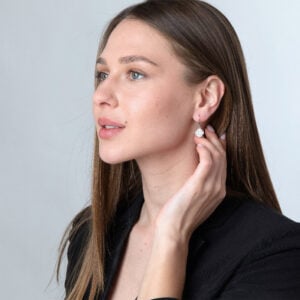 Oxidized 'Jerusalem Cross' Sterling Silver Drop Earrings - worn by model