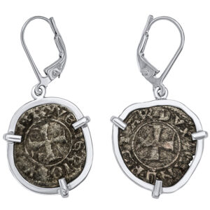 Genuine 11th Century Silver Crusader Coins framed in Sterling Silver Earrings - Made in Israel