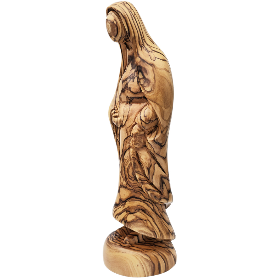 Pregnant Mary – Faceless Olive Wood Statue – Made in the Holy Land – 9.5″ – left view