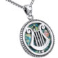 Roman Glass 'King David Harp' Sterling Silver Necklace - Made in Israel (angle view)