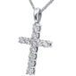 14k White Gold Cross Necklace Embedded with Diamonds - Made in Israel - angle view
