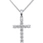14k White Gold Cross Necklace Embedded with Diamonds - Made in Israel