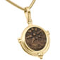 Biblical Widow's Mite Coin mounted in a 14k Gold 'Trinity' Pendant - right view