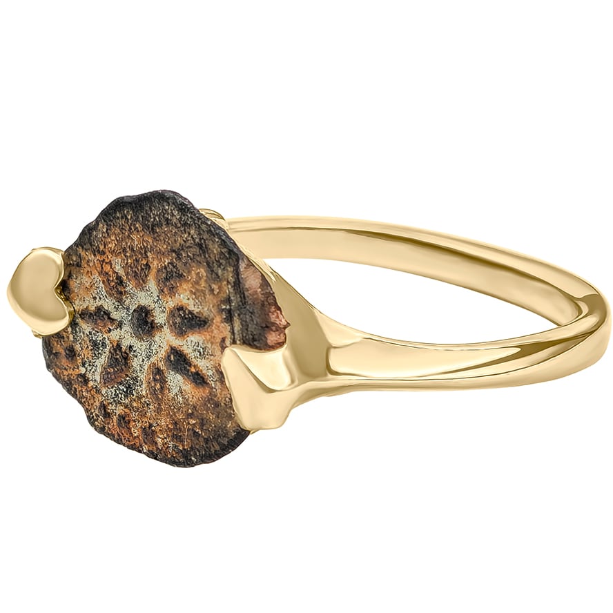 Biblical Coin of "The Widow's Mite" Mounted in a 14k Gold Solitaire Ring