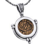 "Widow's Mite" Coin Pendant - Handmade Sterling Silver Anchor Frame - Made in Jerusalem