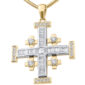 Diamond Encrusted 14k Gold Jerusalem Cross Holy Land Necklace